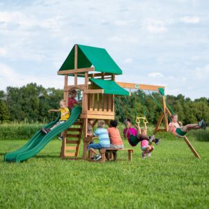 Backyard Discovery Belmont wooden swing set installed package