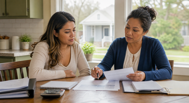 A Carolina homebuyer comparing housing-agency and lender assistance information with an HHM project plan