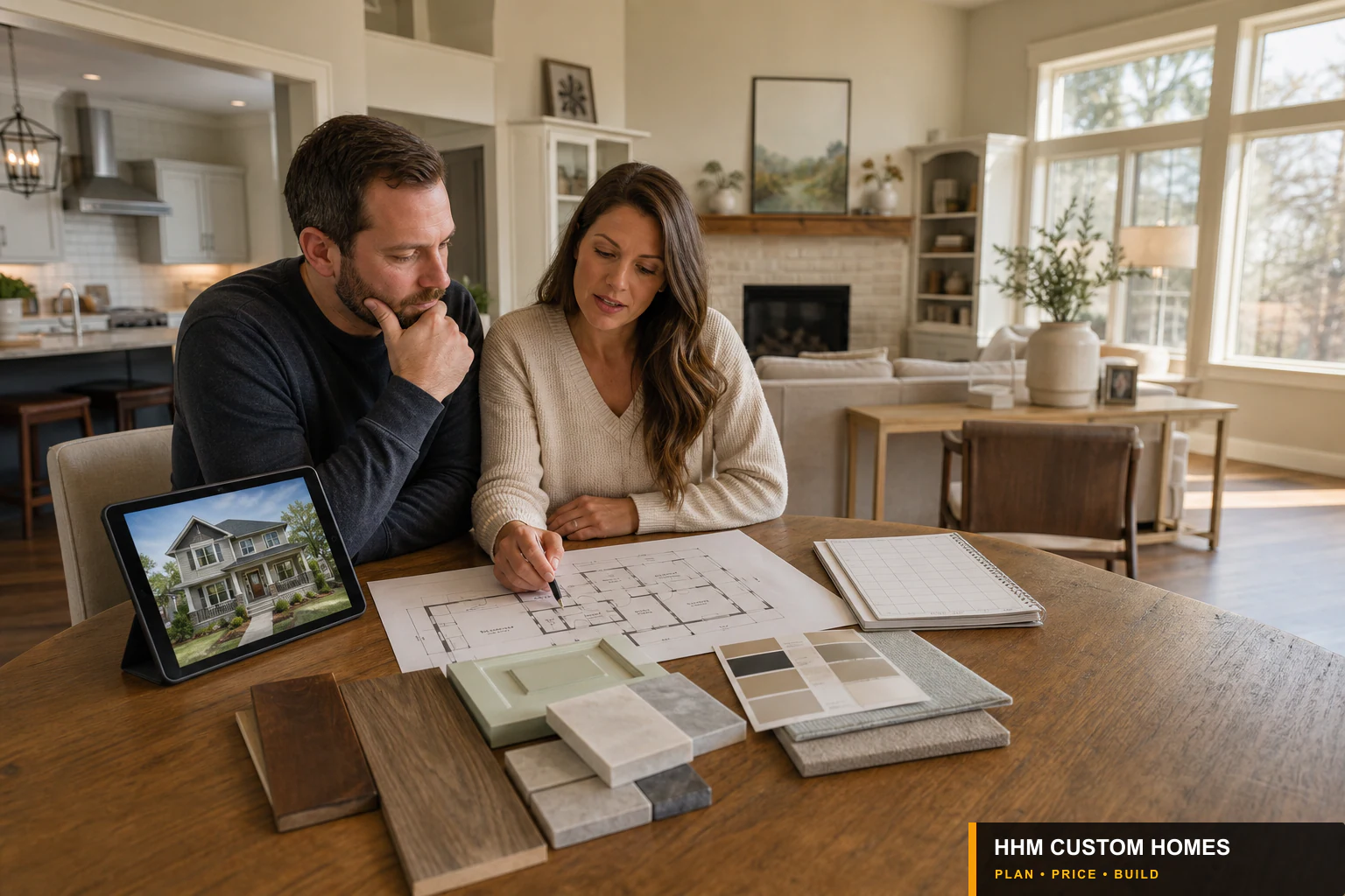 Charlotte homeowners comparing renovation plans for their current house with information about another home.