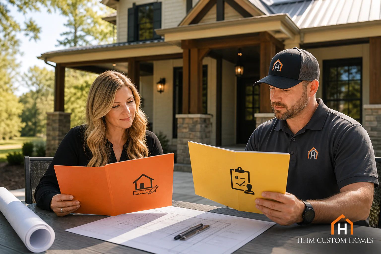 Homeowners comparing HOA design documents with municipal permit documents