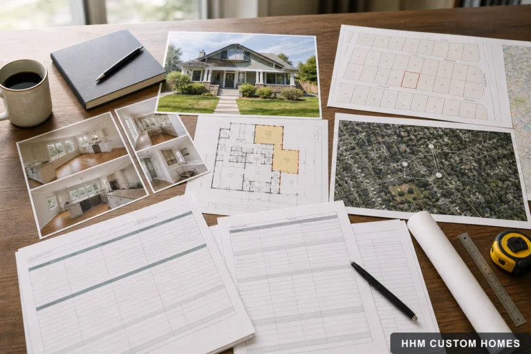Property photographs, parcel and neighborhood maps, renovation scope, and analysis worksheets
