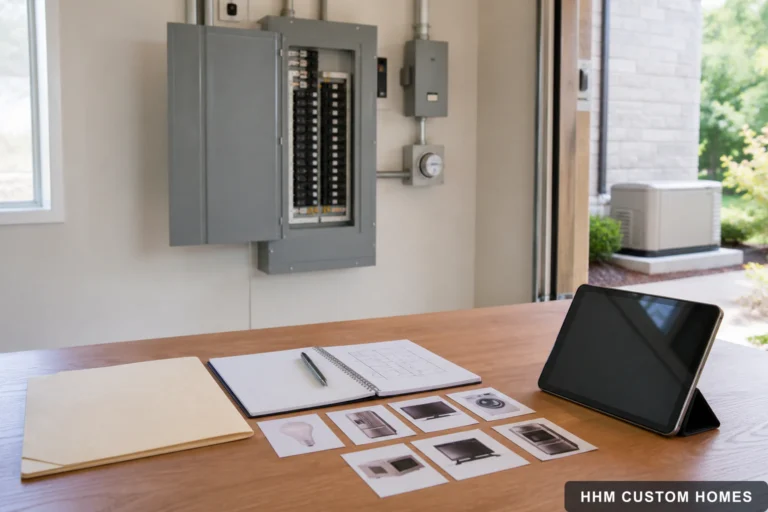 Standby-power consultation materials with appliance priorities, site sketch, and electrical information